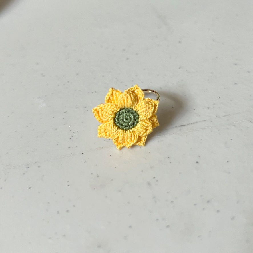 Crochet Sunflower Ring | HandmadeSunflower Rings | Adjustable Rings