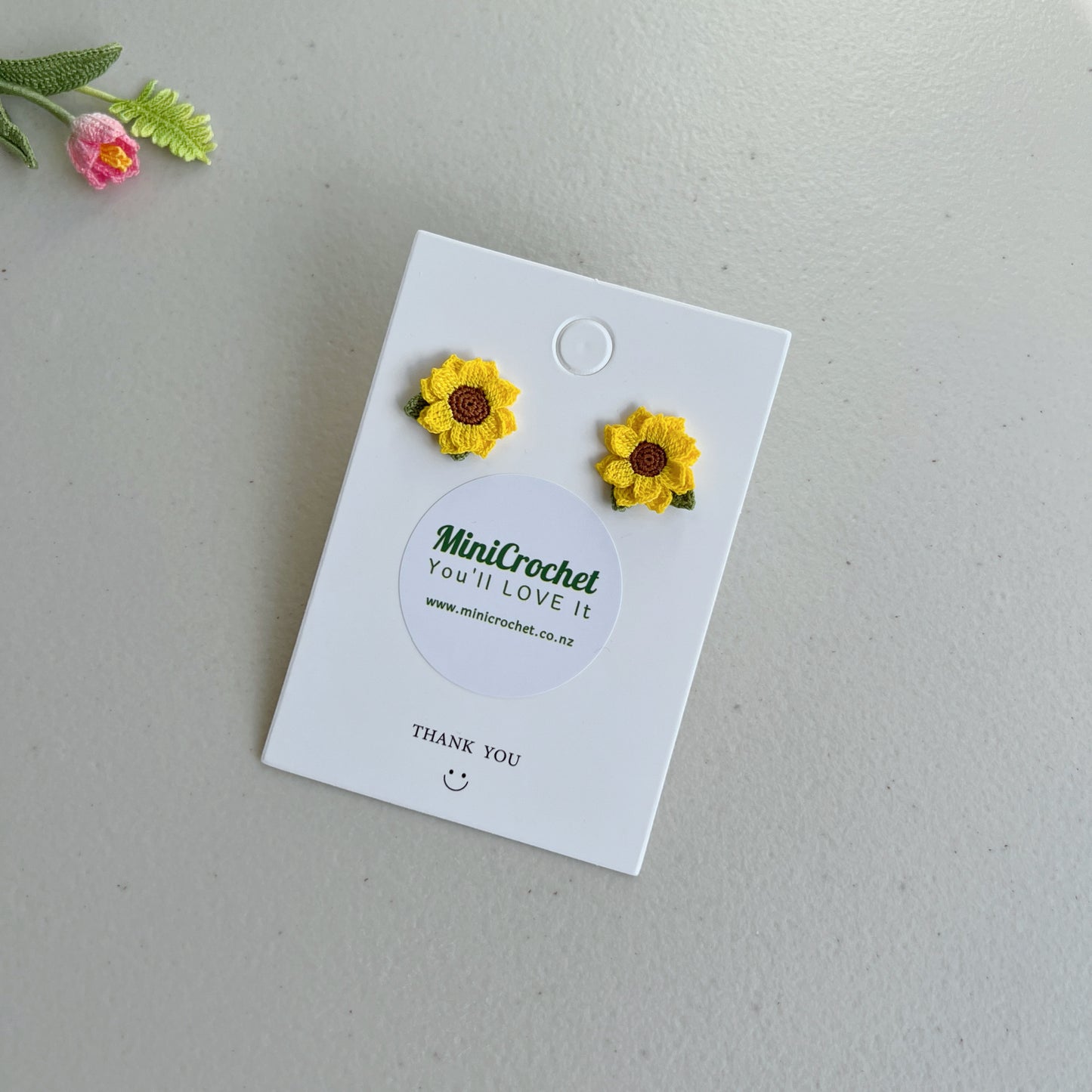 Micro Sunflower Earrings | Crochet Sunflower Studs | Sunflower Studs Earrings | Handmade Sunflower Earrings