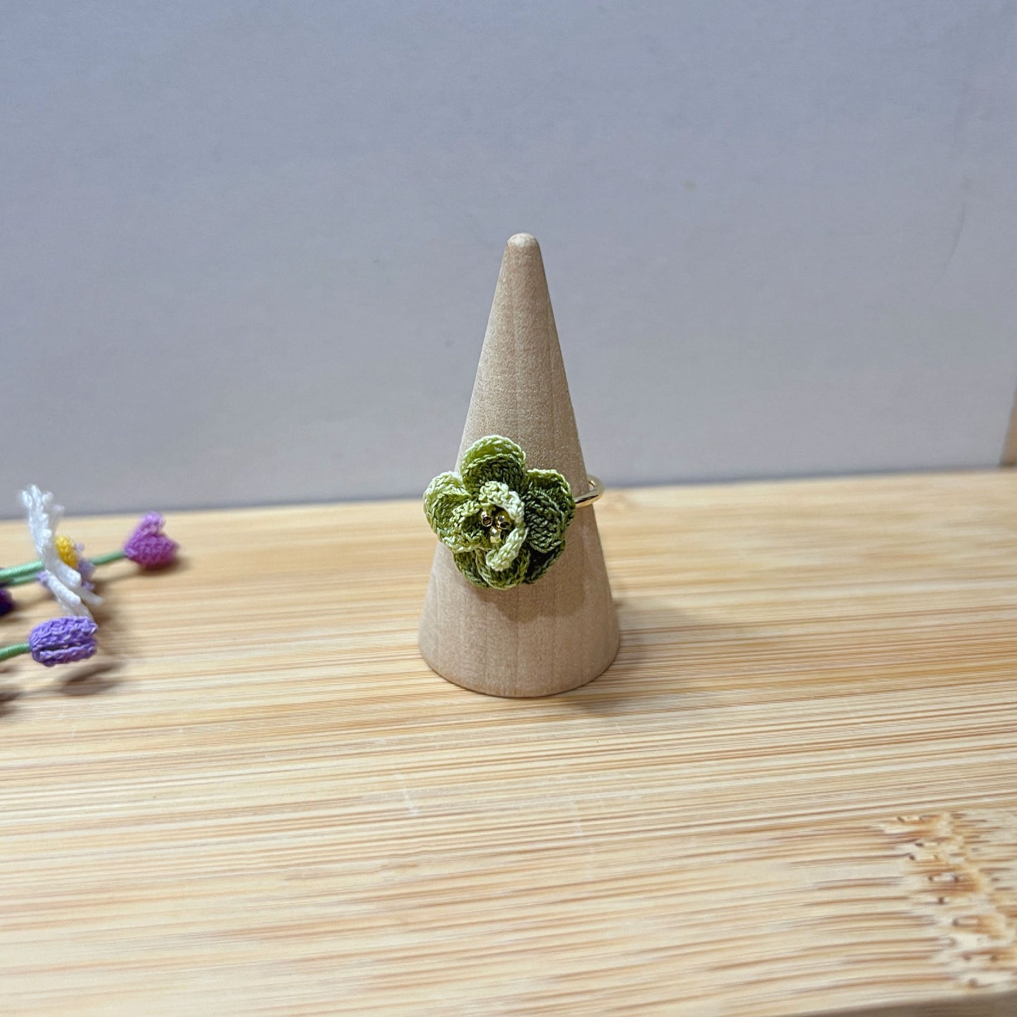 MiniCrochet Camellia Ring | Size Adjustable