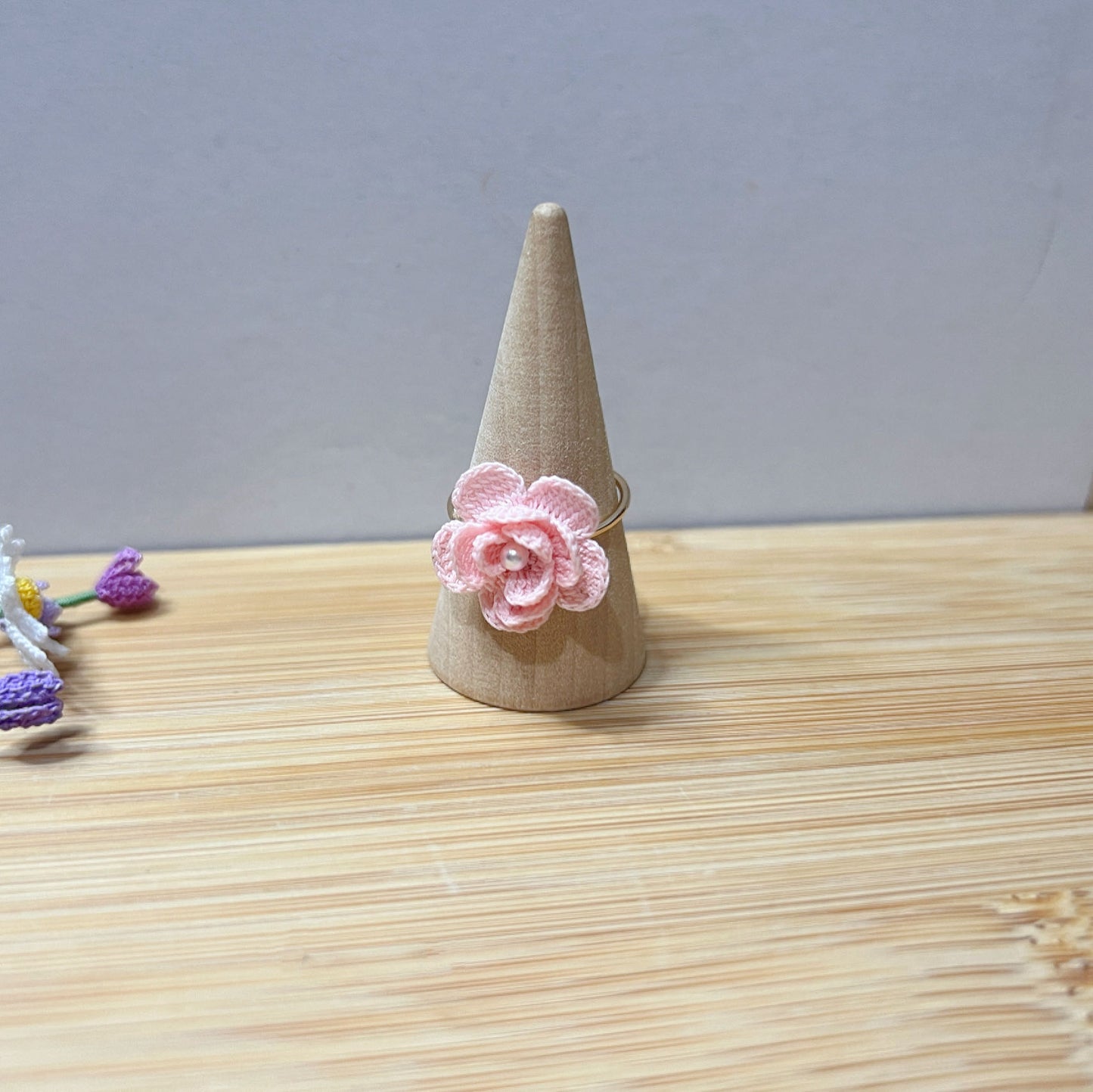 MiniCrochet Camellia Ring | Size Adjustable