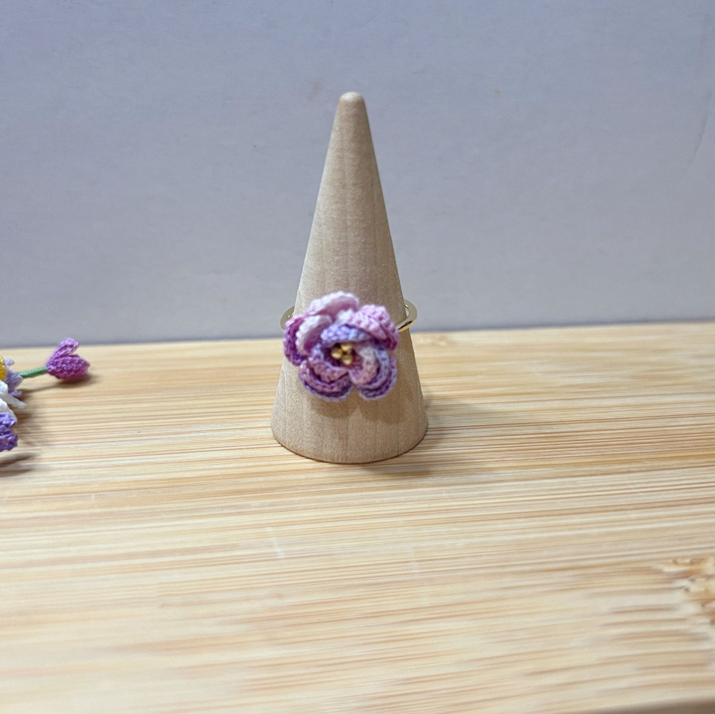 MiniCrochet Camellia Ring | Size Adjustable