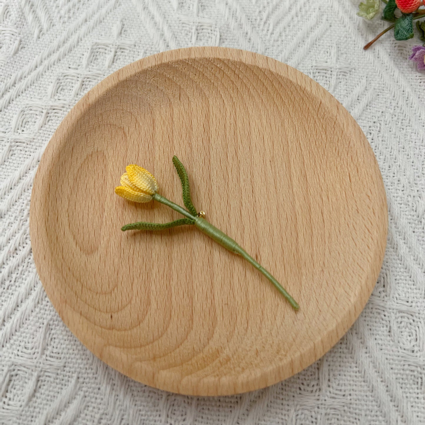 Micro Crochet Tulips Flower Pin Yellow