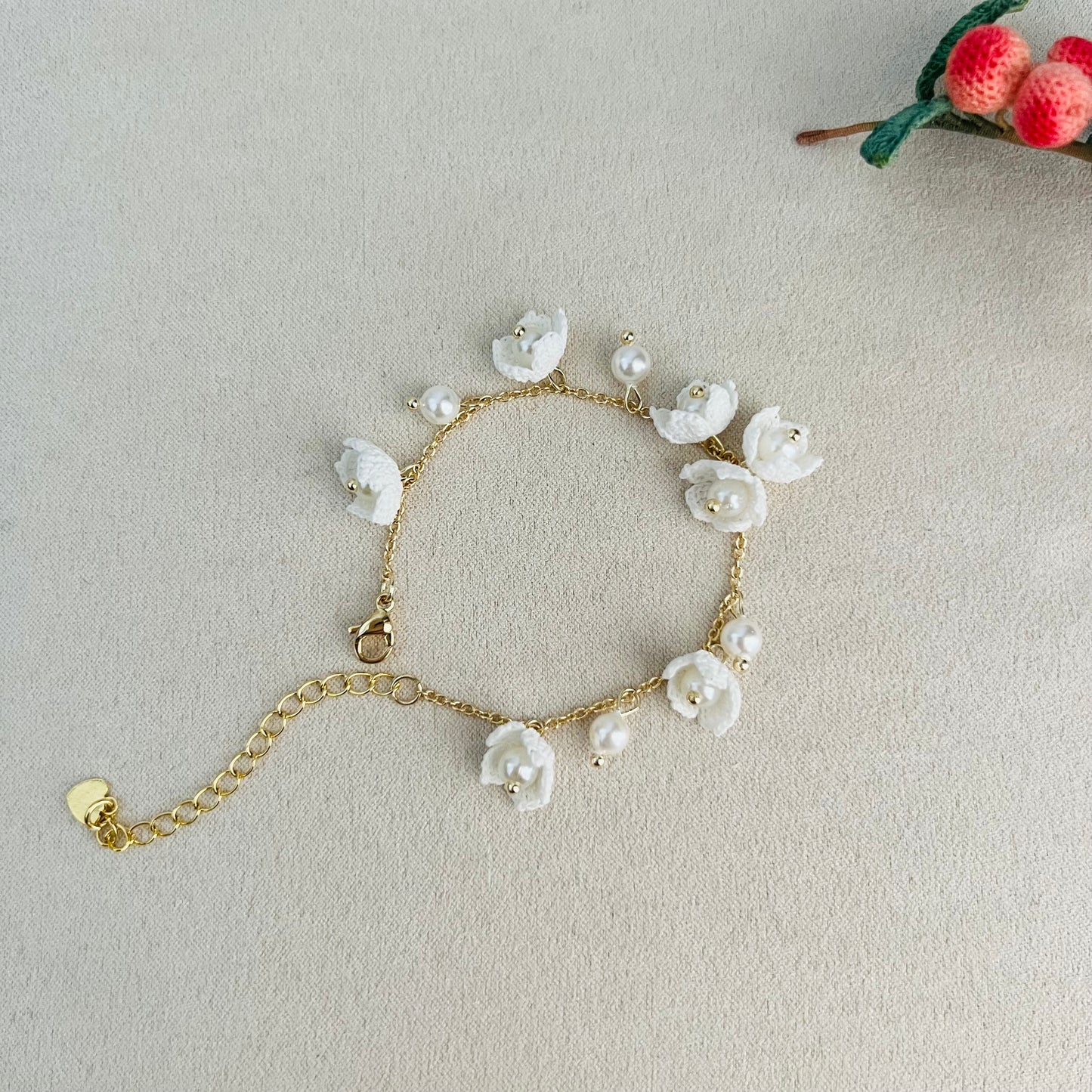Mini Crochet Flower Bracelet Green