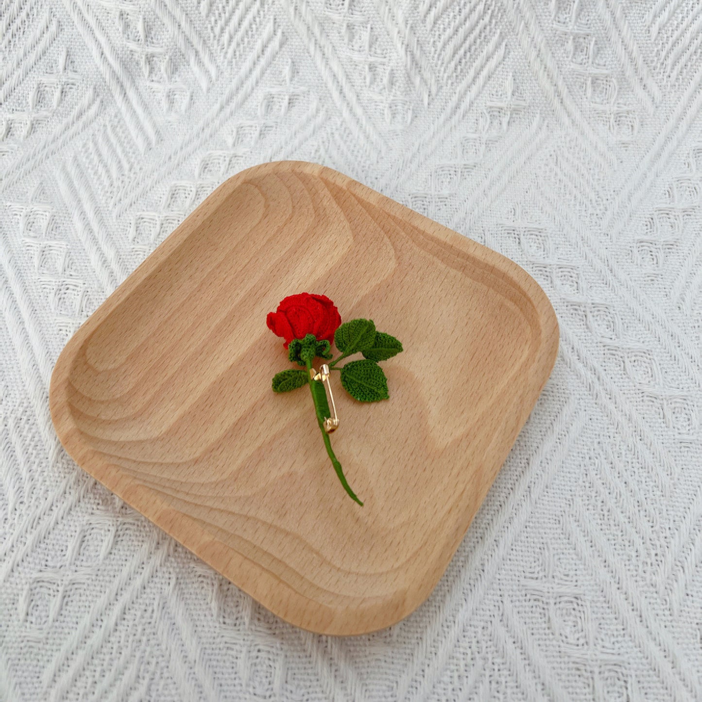 Mini Crochet Rose Pin 4