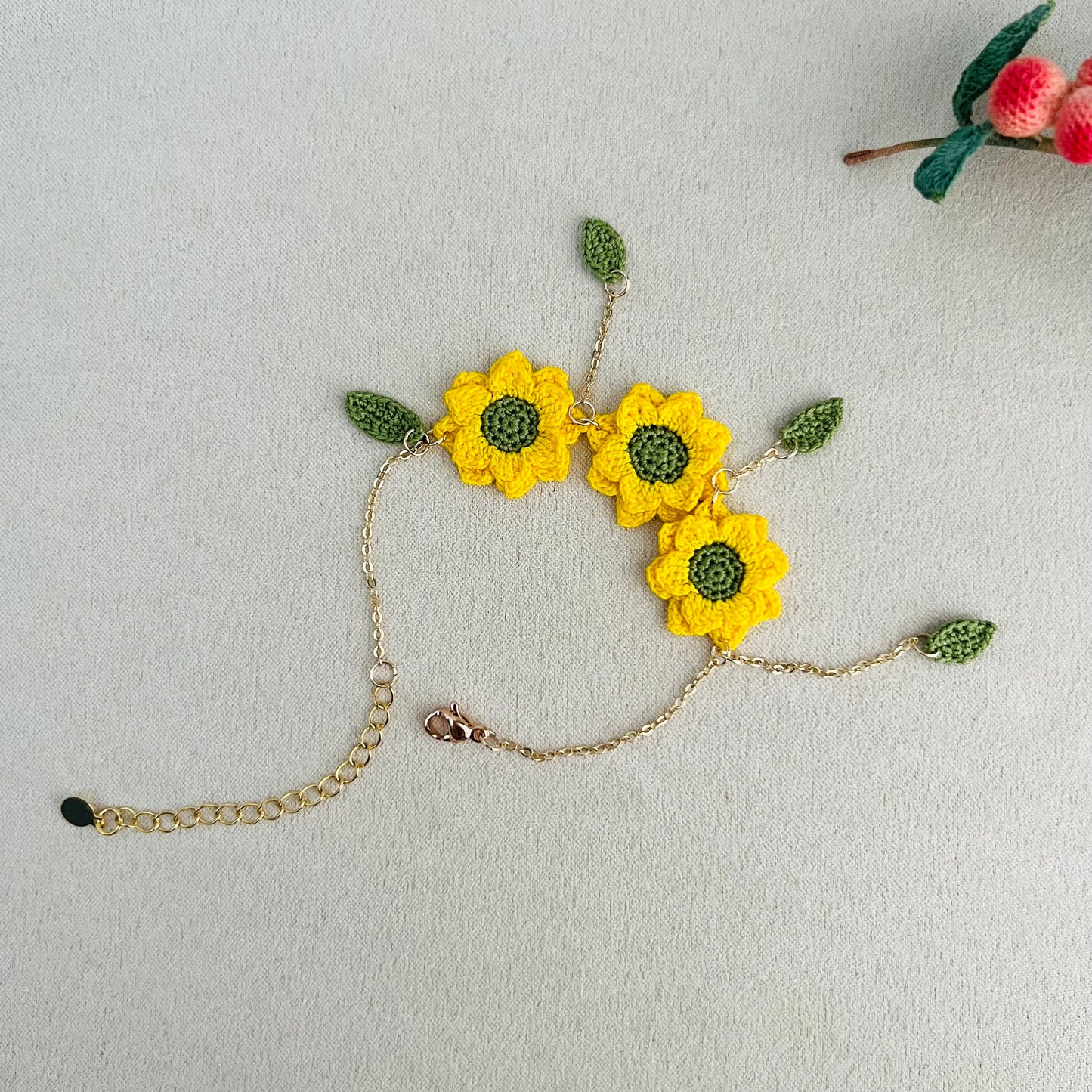 Sunflower Bracelet | Crochet Sunflower Bracelet | Handmade Sunflower Jewelry