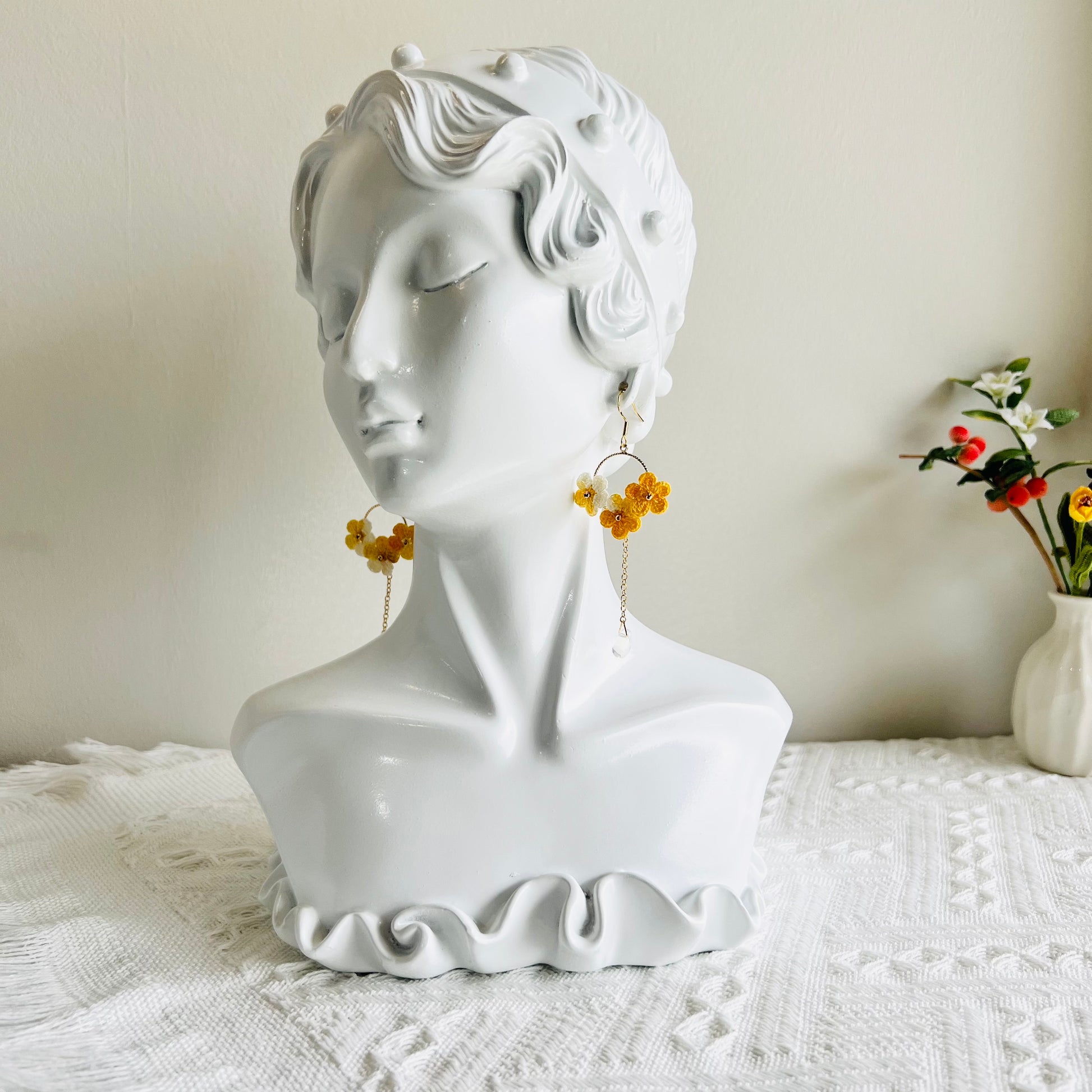 Mini Crochet Earrings Flower Earrings Handmade Drop Earrings Uni MiniCrochet Mini