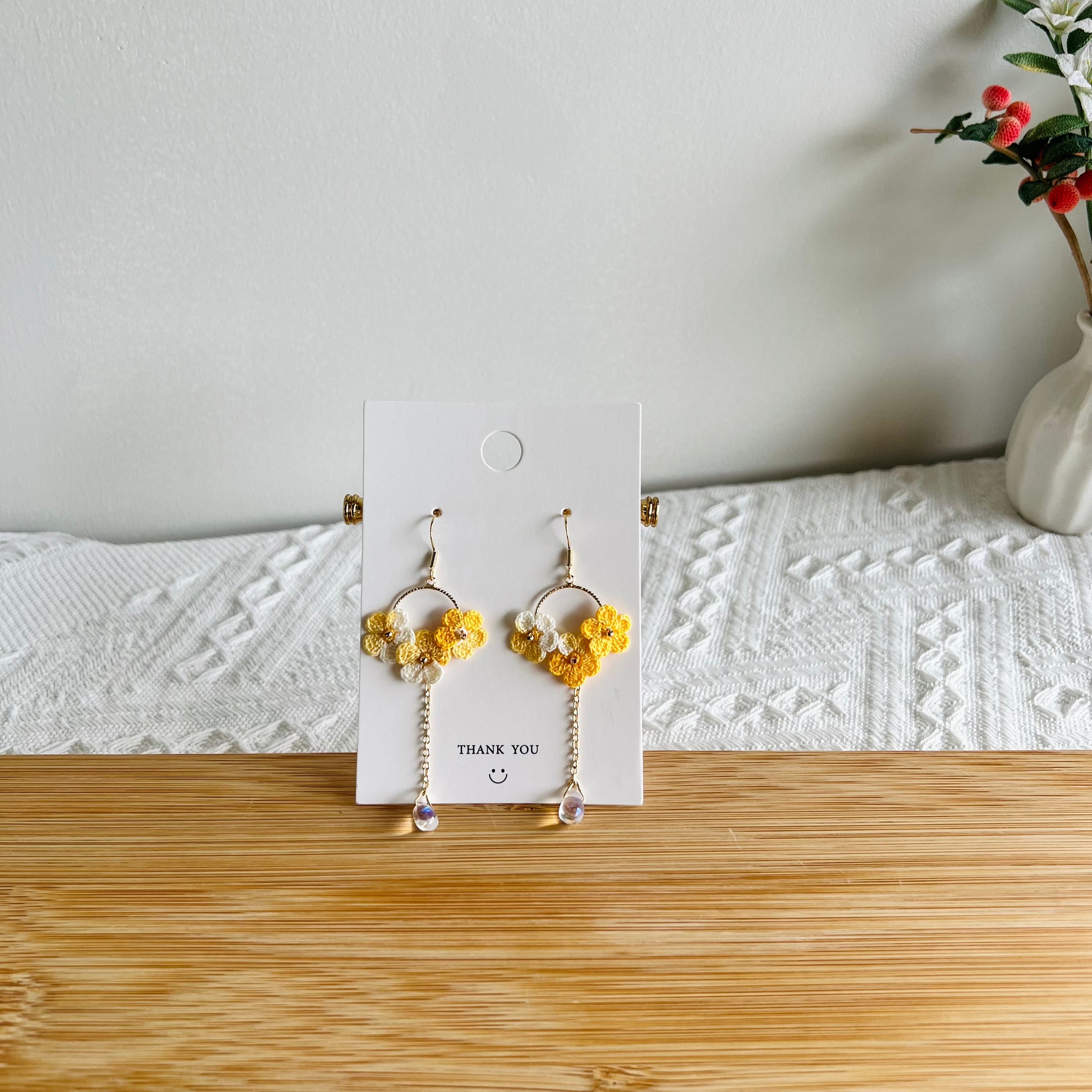 Mini Crochet Earrings Flower Earrings Handmade Drop Earrings Uni MiniCrochet Mini