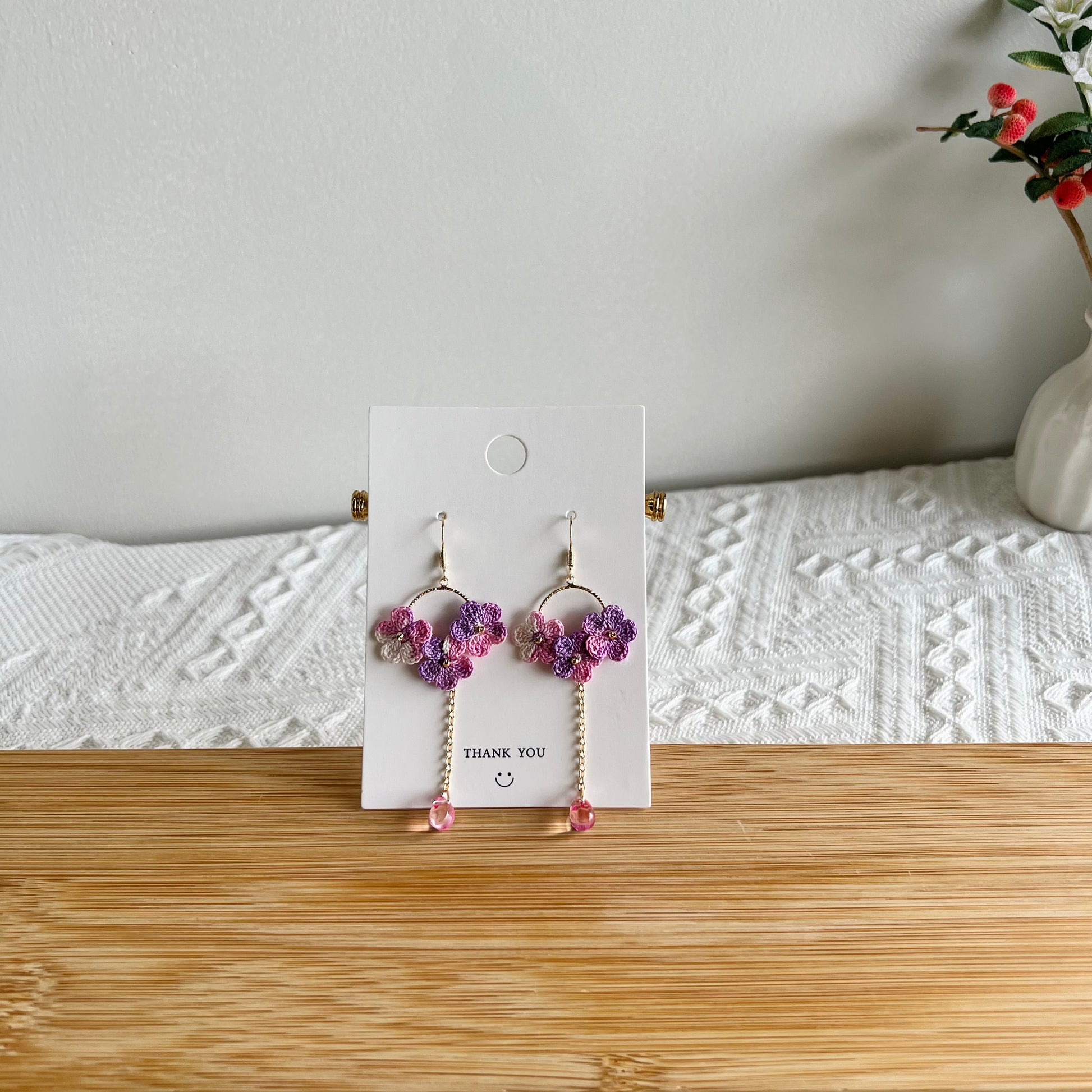 Mini Crochet Earrings Flower Earrings Handmade Drop Earrings Uni MiniCrochet Mini