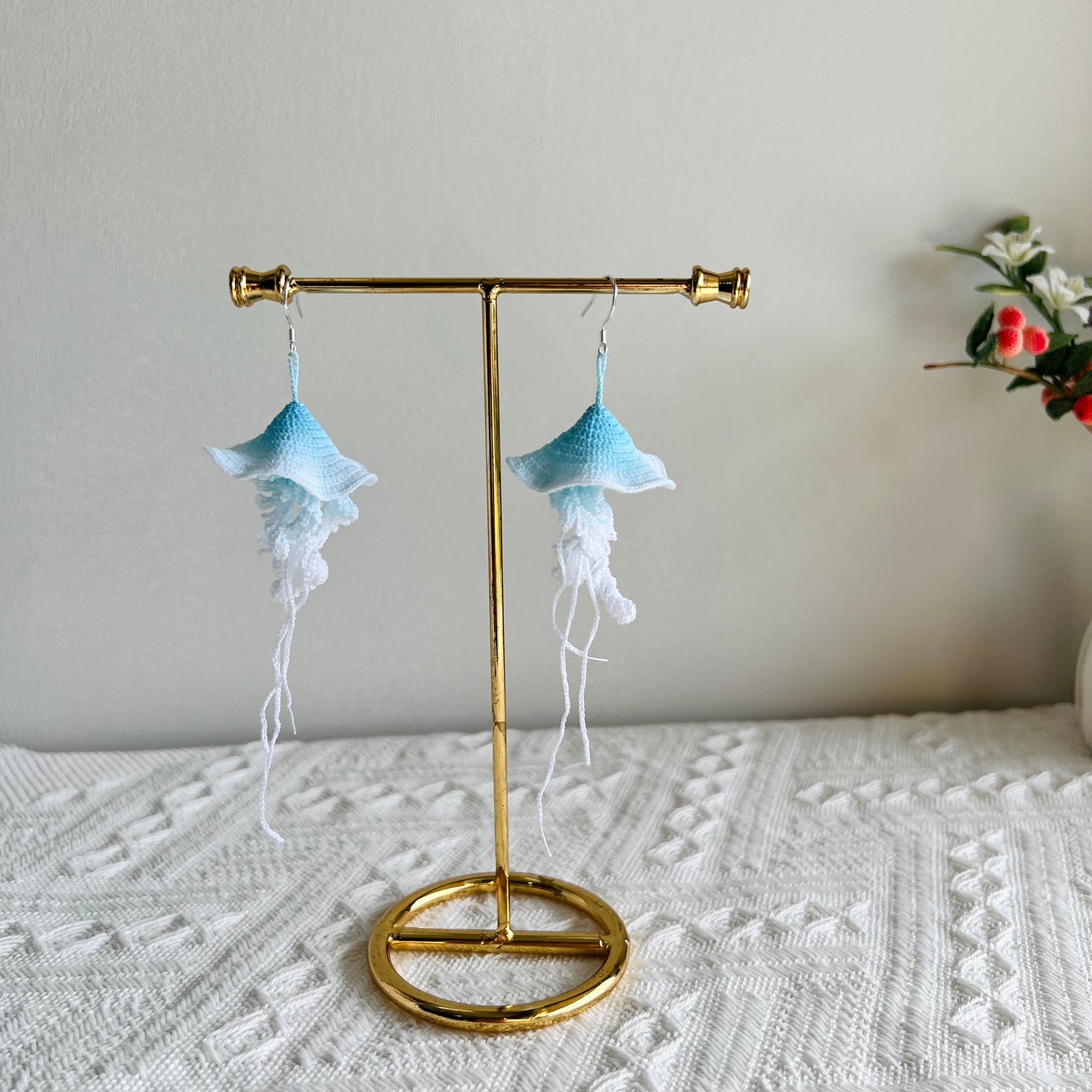 Micro Crochet Earrings | Jellyfish Earrings | Handmade Drop Earrings | Unique Gift for Her