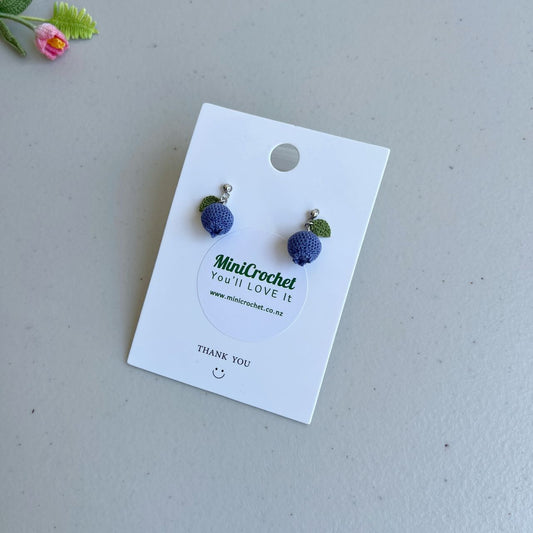 Micro Crochet Blueberry Earrings Sterling Silver S925