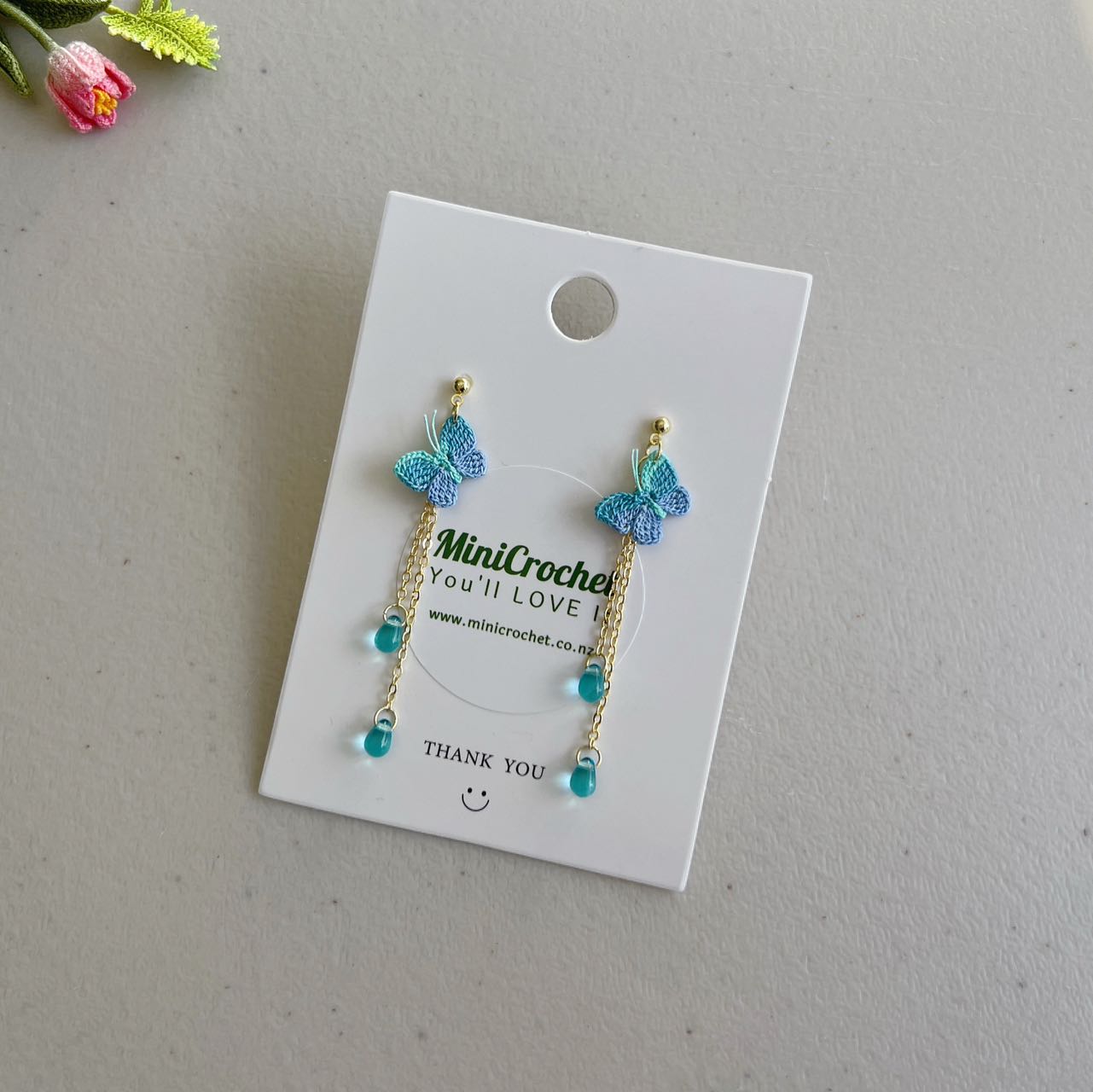 Micro Crochet Butterfly Earrings | Handmade Butterfly Dangle Earrings | Unique Gift for Her