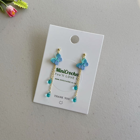Micro Crochet Butterfly Earrings | Handmade Butterfly Dangle Earrings | Unique Gift for Her
