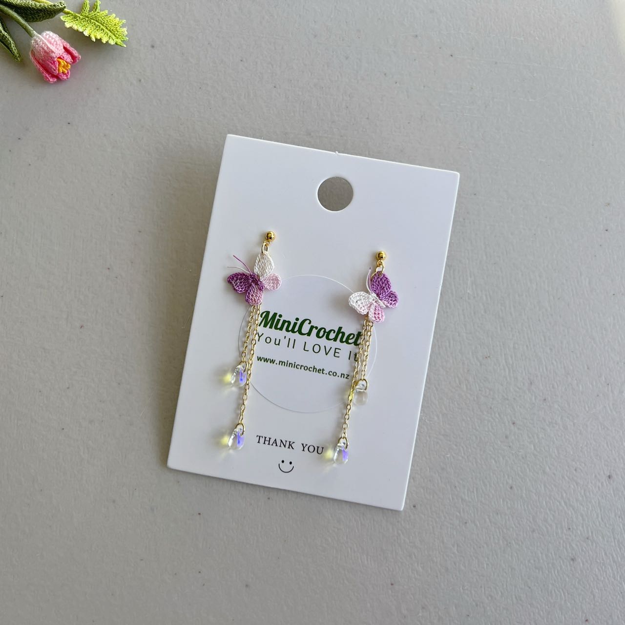 Micro Crochet Butterfly Earrings | Handmade Butterfly Dangle Earrings | Unique Gift for Her