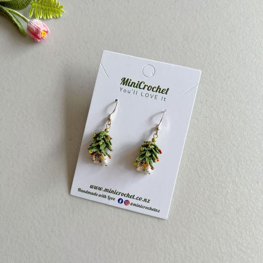 Micro Crochet Christmas Tree Earrings