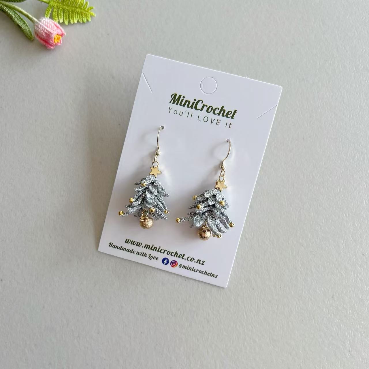 Micro Crochet Christmas Tree Earrings