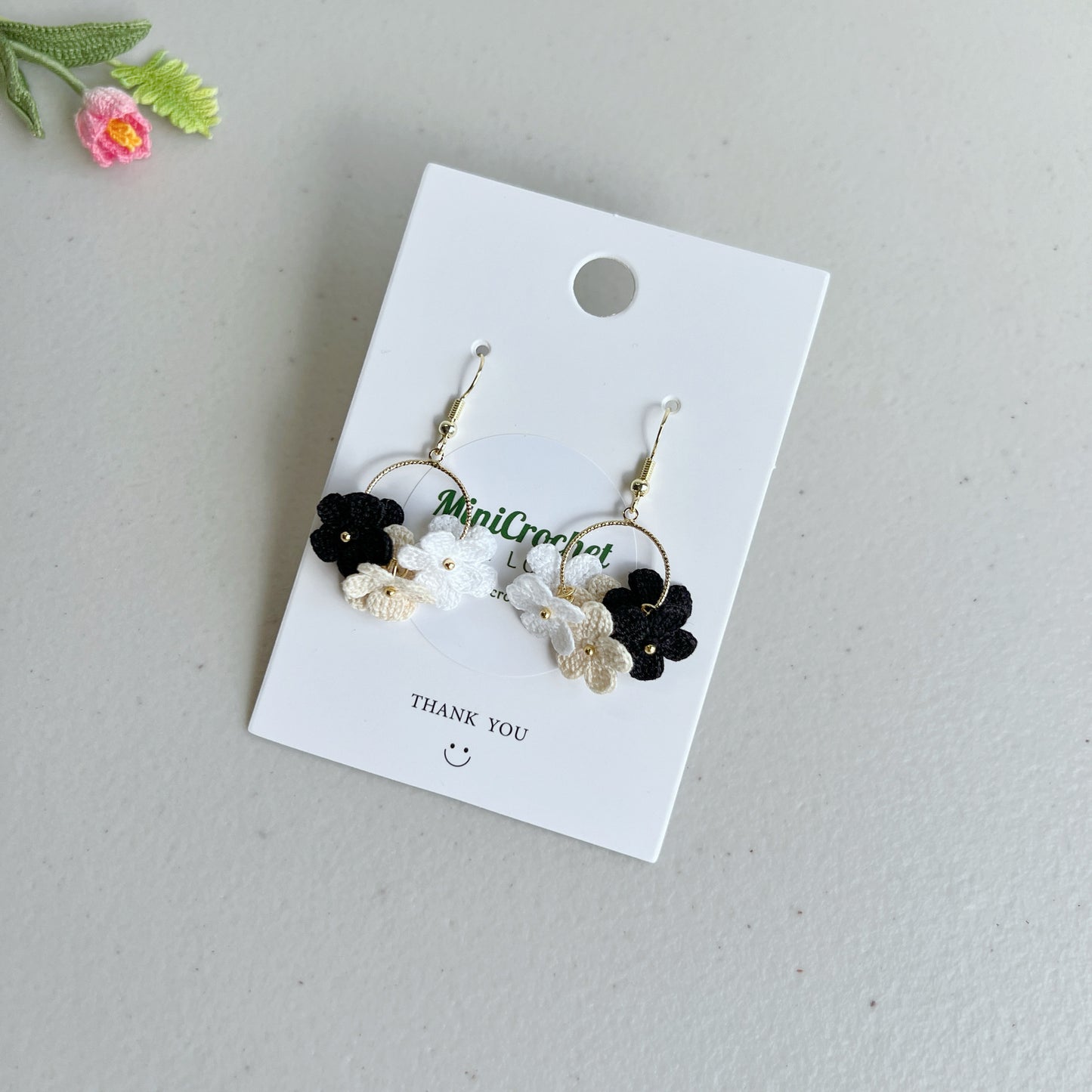 Mini Crochet Flower Earrings | Handmade Dangles