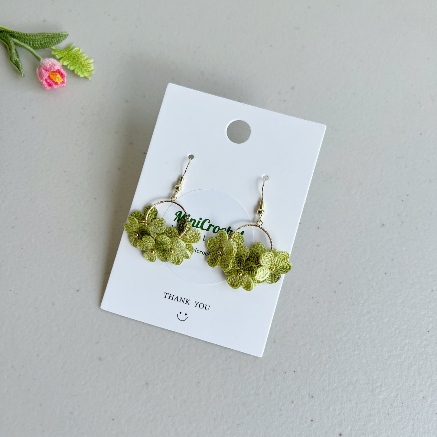 Mini Crochet Flower Earrings | Handmade Dangles