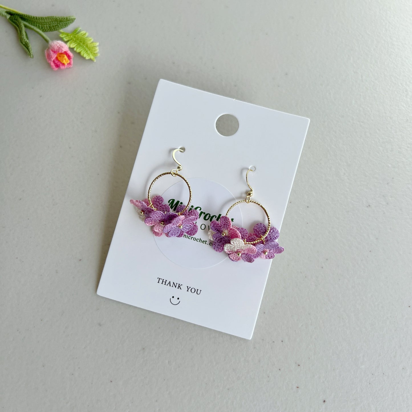 Mini Crochet Flower Earrings | Handmade Dangles