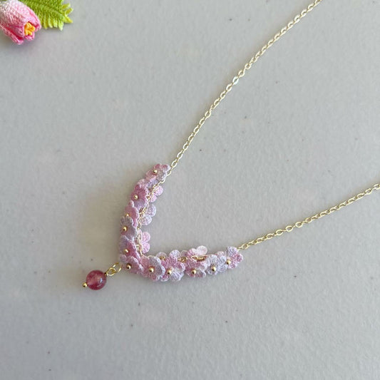 Micro Crochet Flower Necklace with Crystal | Different Colours Available