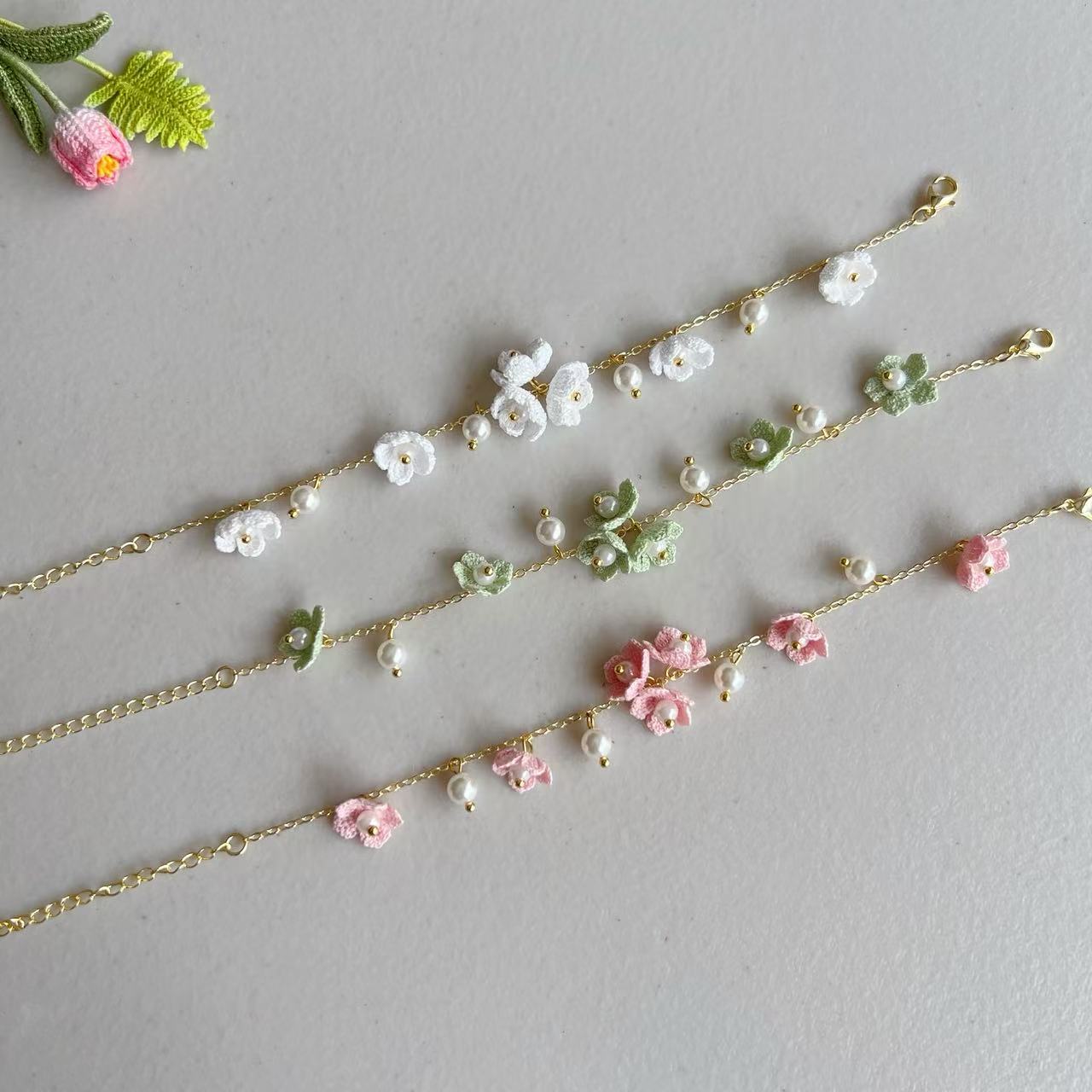 Micro Crochet Floral Bracelet | Handmade Flower Jewellery