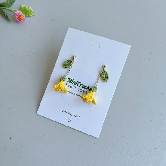 Micro Crochet Kowhai Dangle Earrings