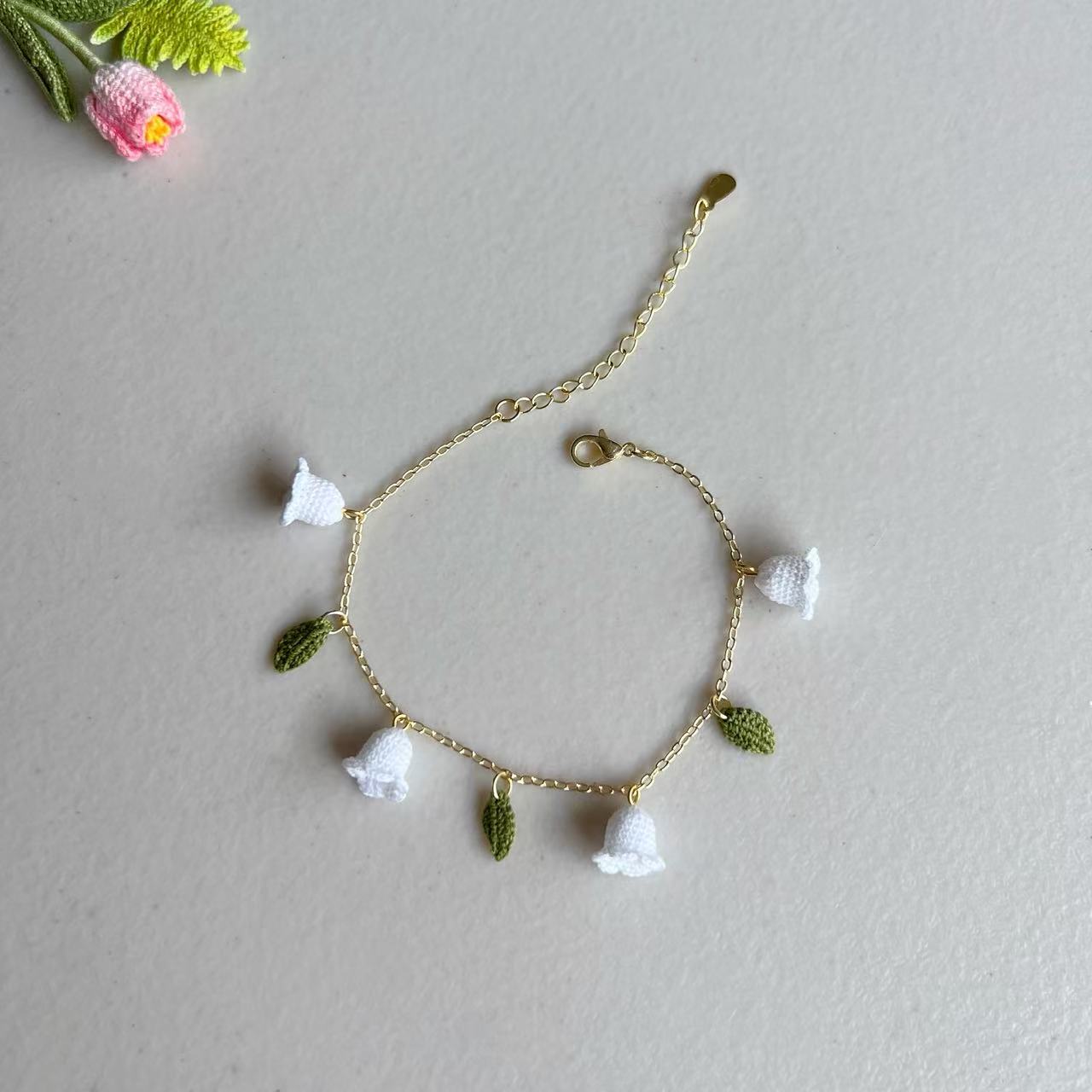 Micro Crochet Lily of the Valley Bracelet