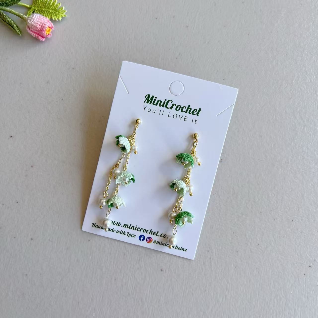 Micro Crochet Flower Dangling | Forget Me Not Earrings | Handmade Earrings | Floral Earrings