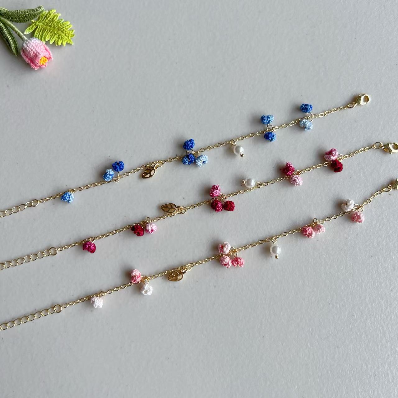 Micro Crochet Flower Bracelet