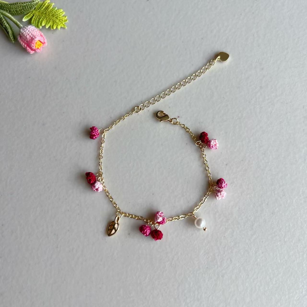 Micro Crochet Flower Bracelet