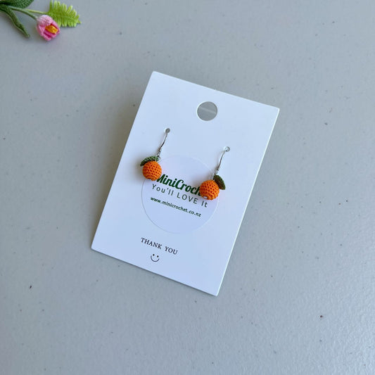 Micro Crochet Orange Earrings Sterling Silver S925