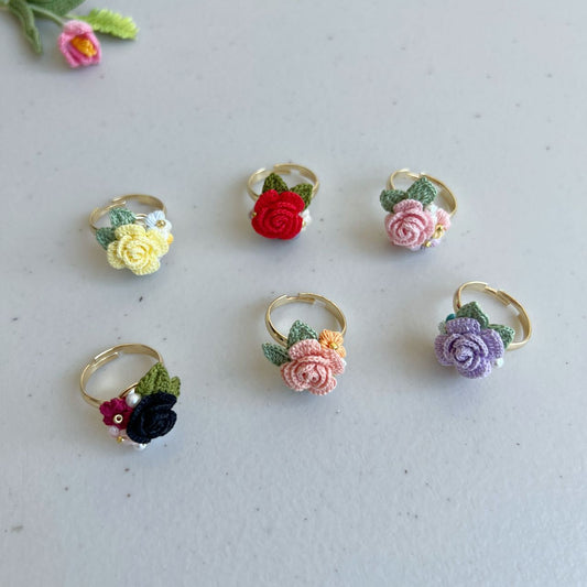 Micro Crochet Flower Bouquet Ring with Size Adjustable | Different Colours Available