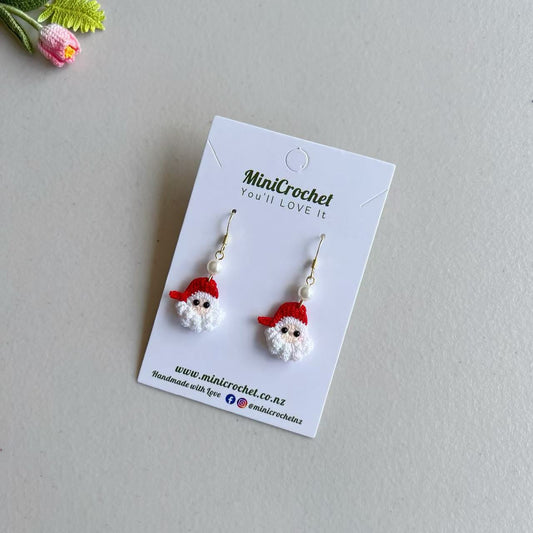 Micro Crochet Santa Earrings