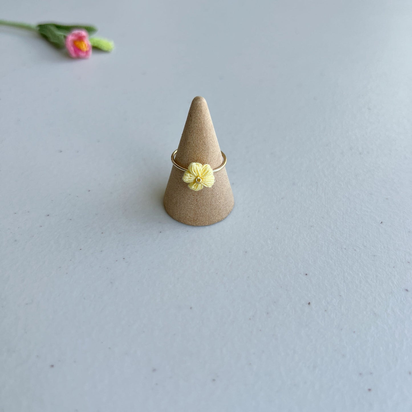 Micro Crochet Flower Ring | Handmade Open Ring