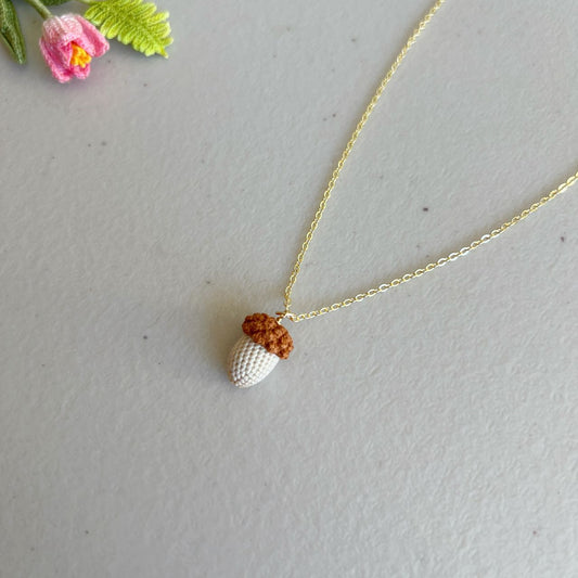Micro Crochet Acorn Necklace