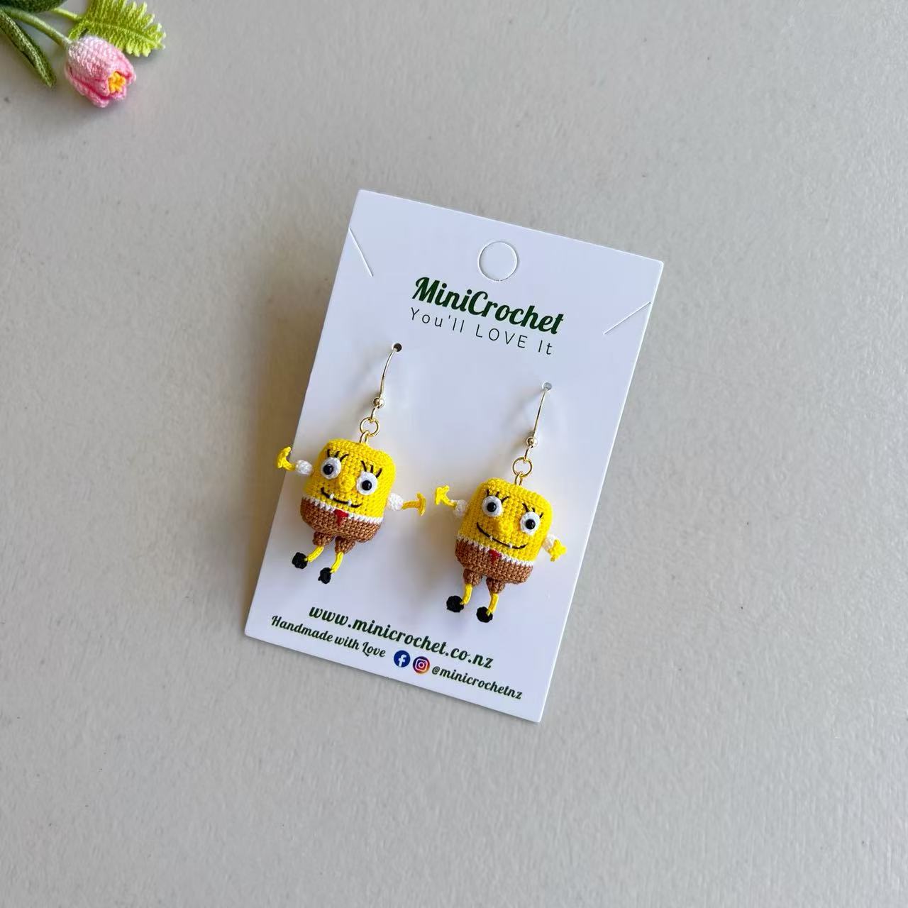 Micro Crochet Sponge-inspired Dangle Earrings