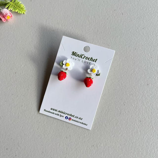 Micro Crochet Strawberry Earrings