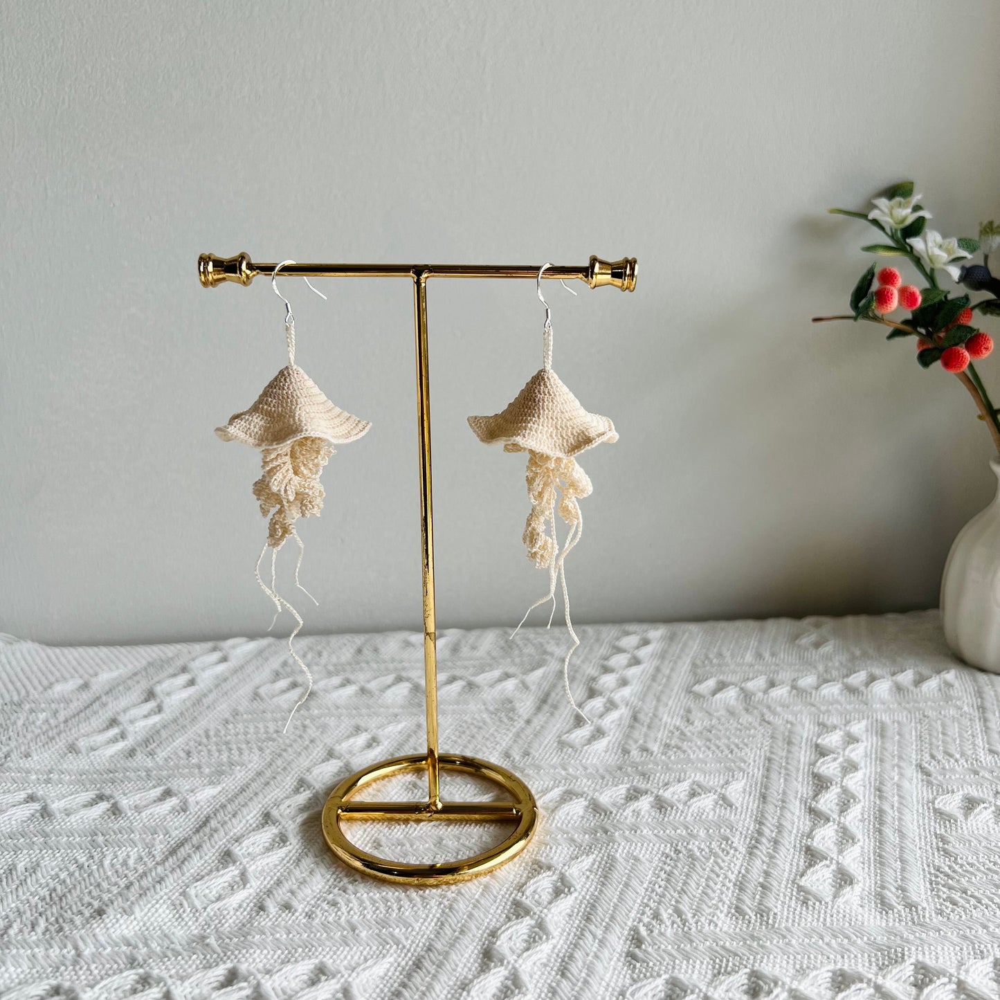 Micro Crochet Earrings | Jellyfish Earrings | Handmade Drop Earrings | Unique Gift for Her